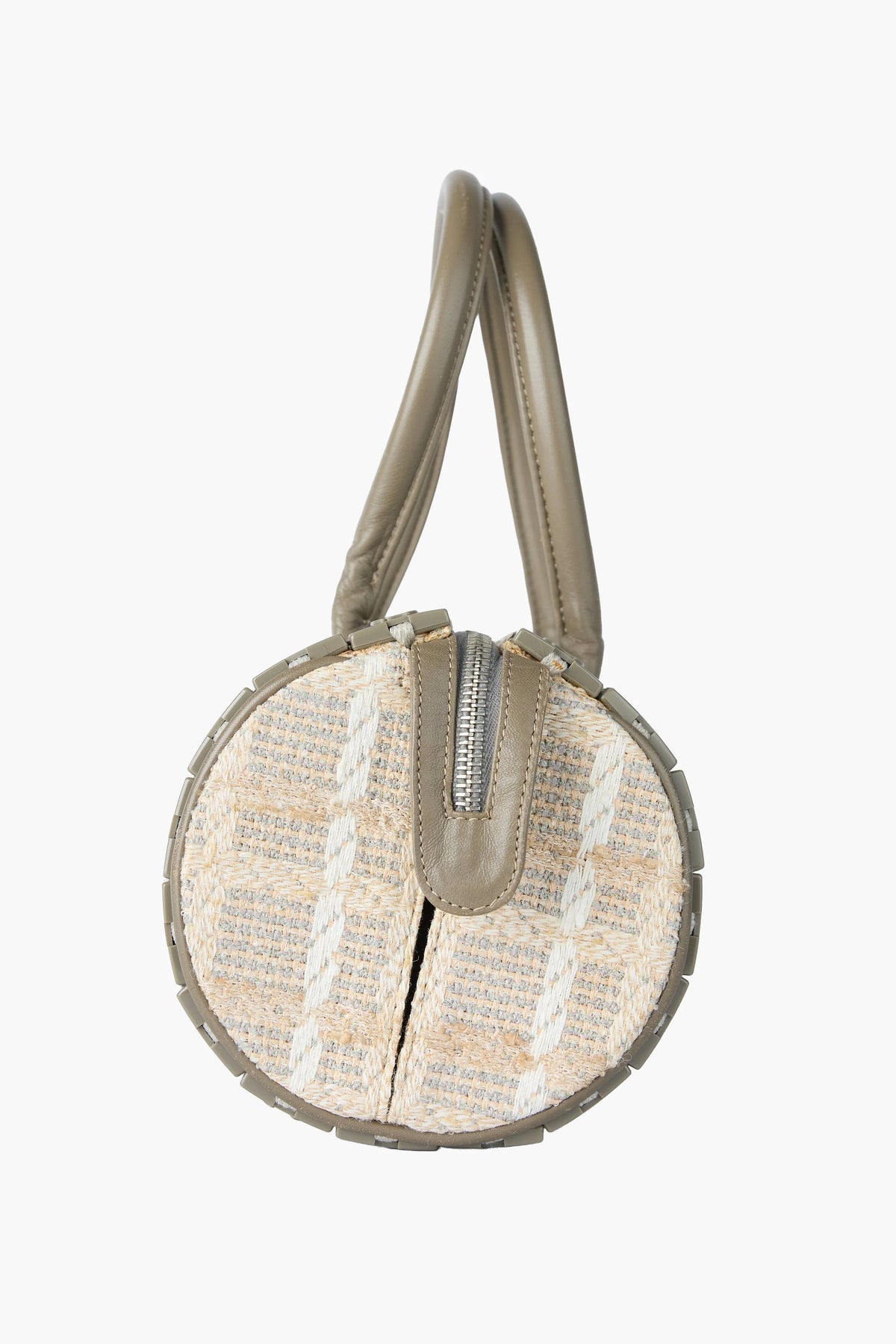 Chanel Gray Lucite & Tweed Puzzle Barrel Handbag