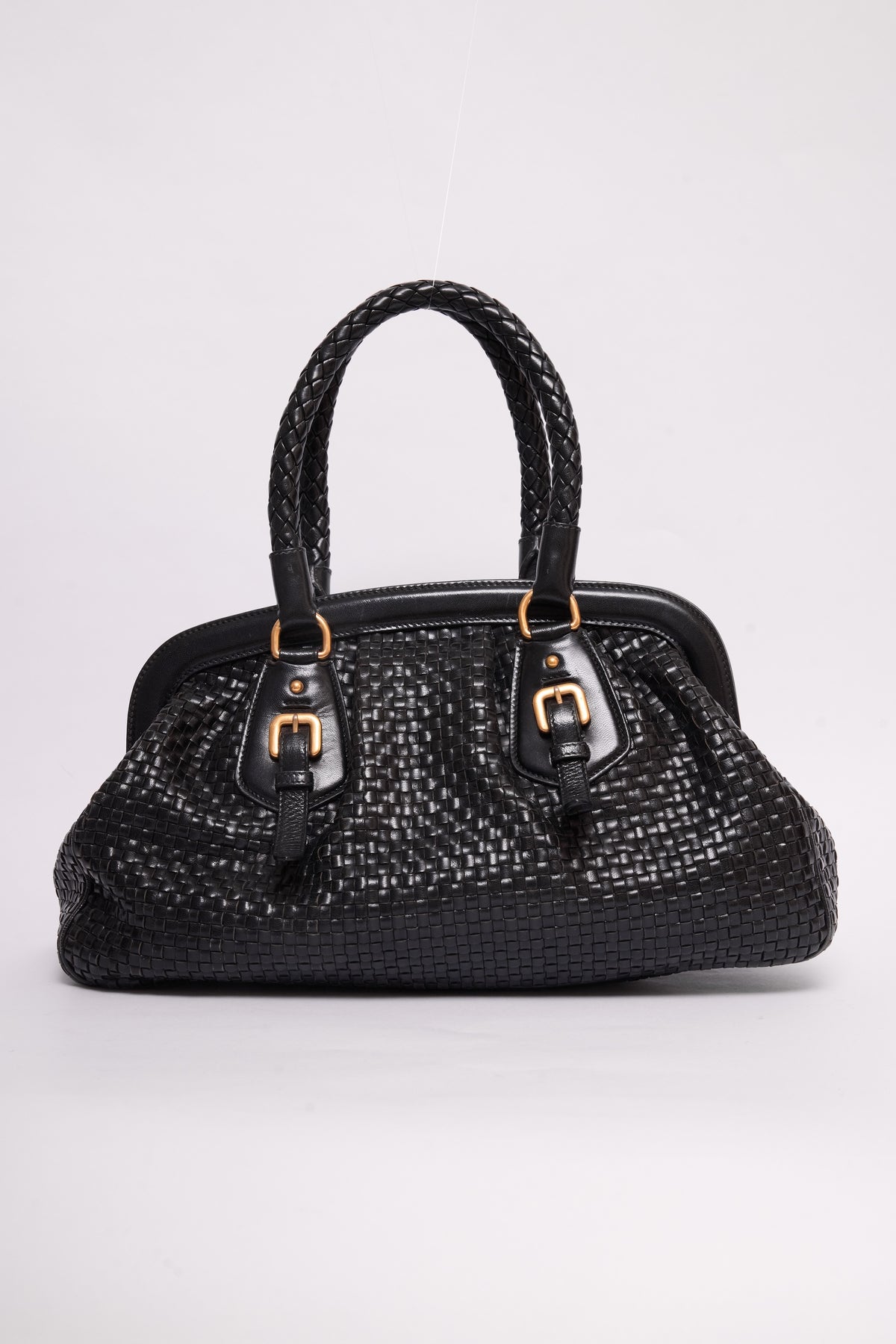 PRADA INTRECCIO MADRAS WOVEN FRAME BAG