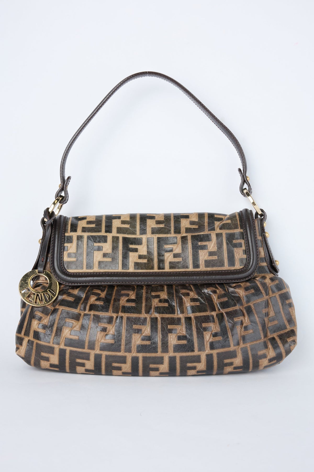 FENDI TOBACCO CANVAS ZUCCA CHEF BAG