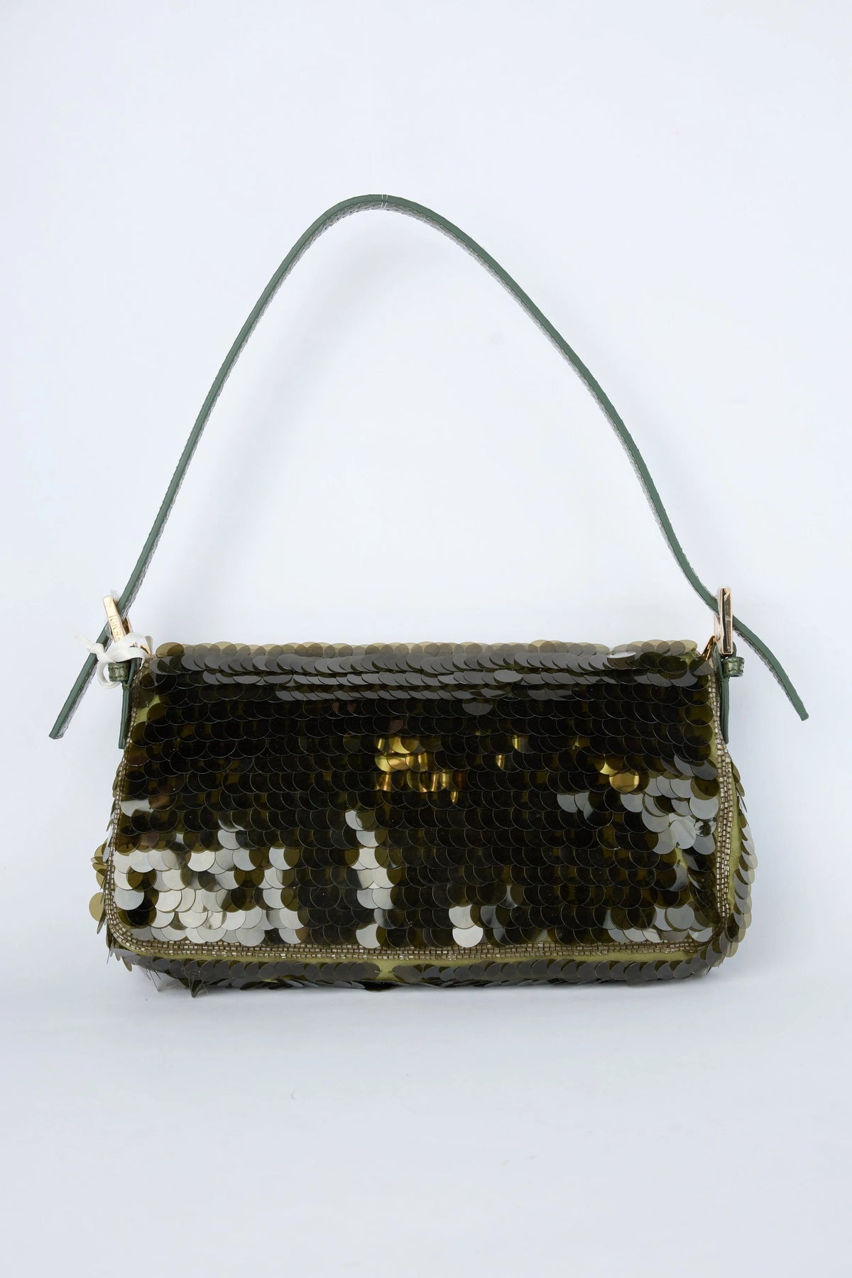 FENDI OLIVE GREEN SEQUIN BAGUETTE