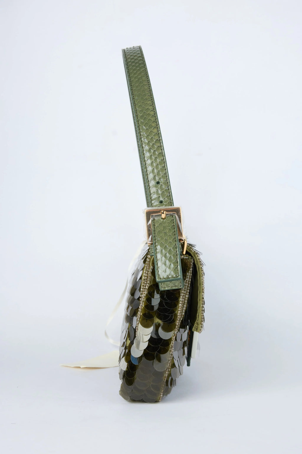 FENDI OLIVE GREEN SEQUIN BAGUETTE