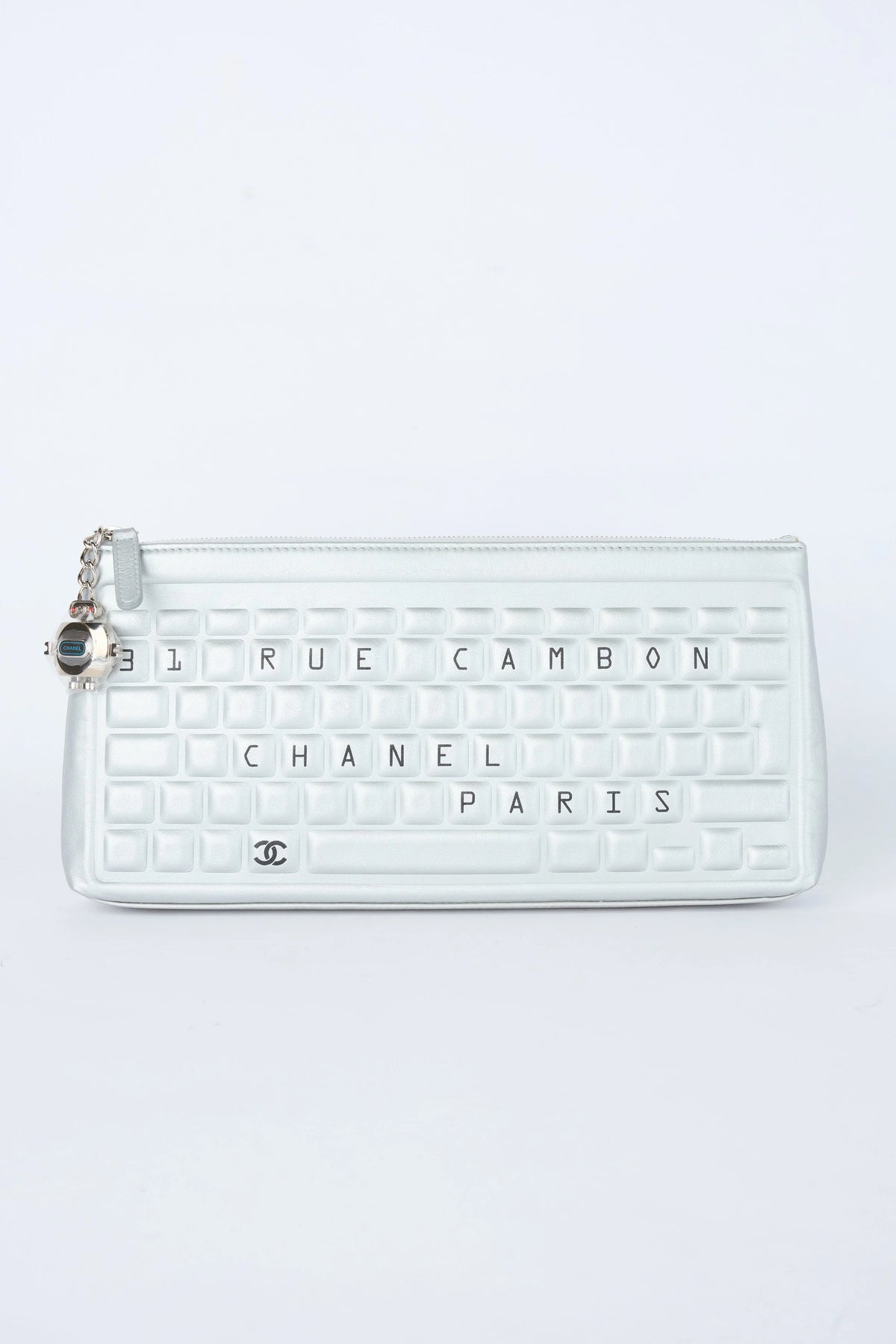 CHANEL METALLIC SILVER KEYBOARD CLUTCH