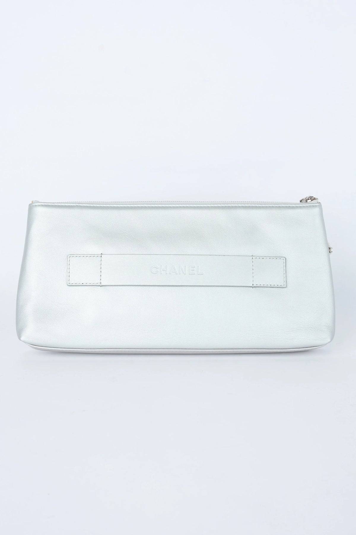 CHANEL METALLIC SILVER KEYBOARD CLUTCH