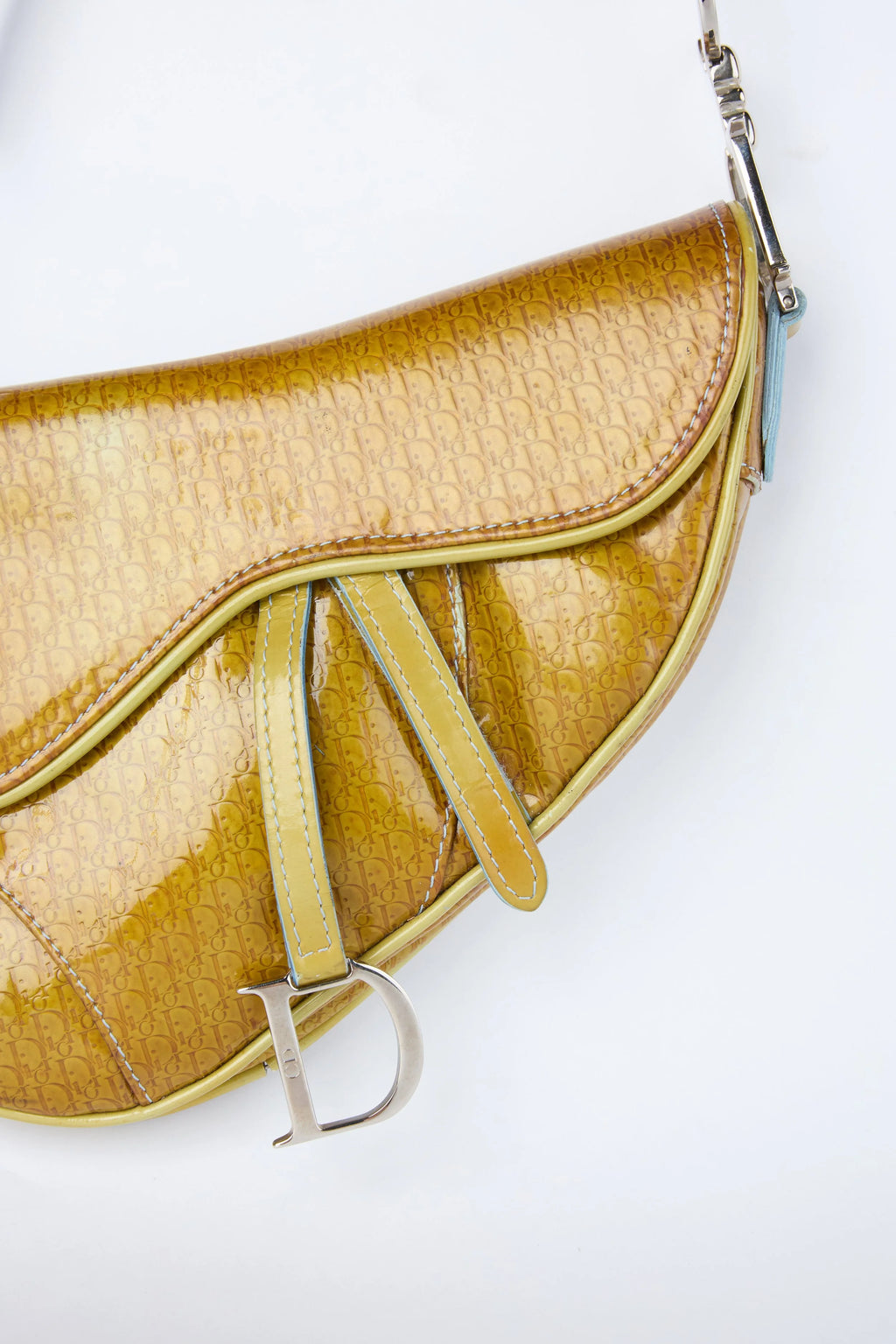 DIOR YELLOW PATENT MINI SADDLE