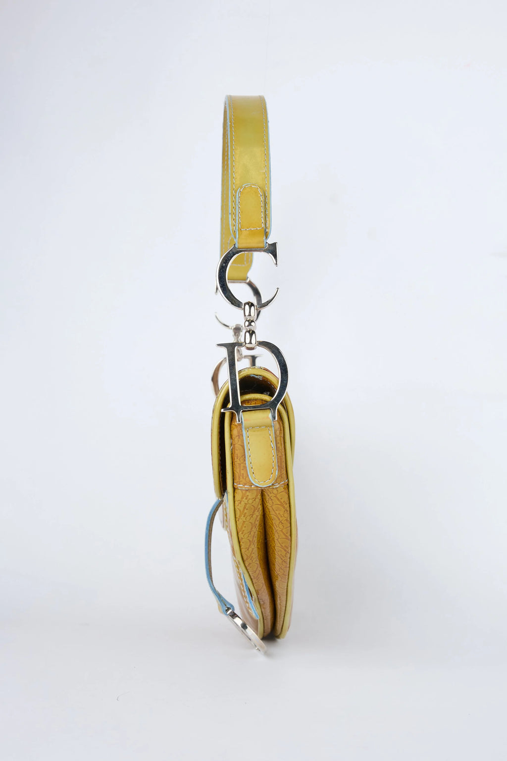 DIOR YELLOW PATENT MINI SADDLE