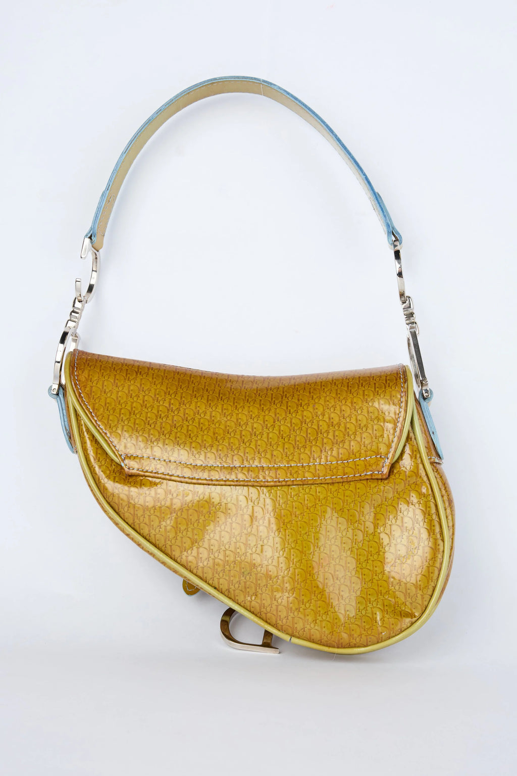 DIOR YELLOW PATENT MINI SADDLE