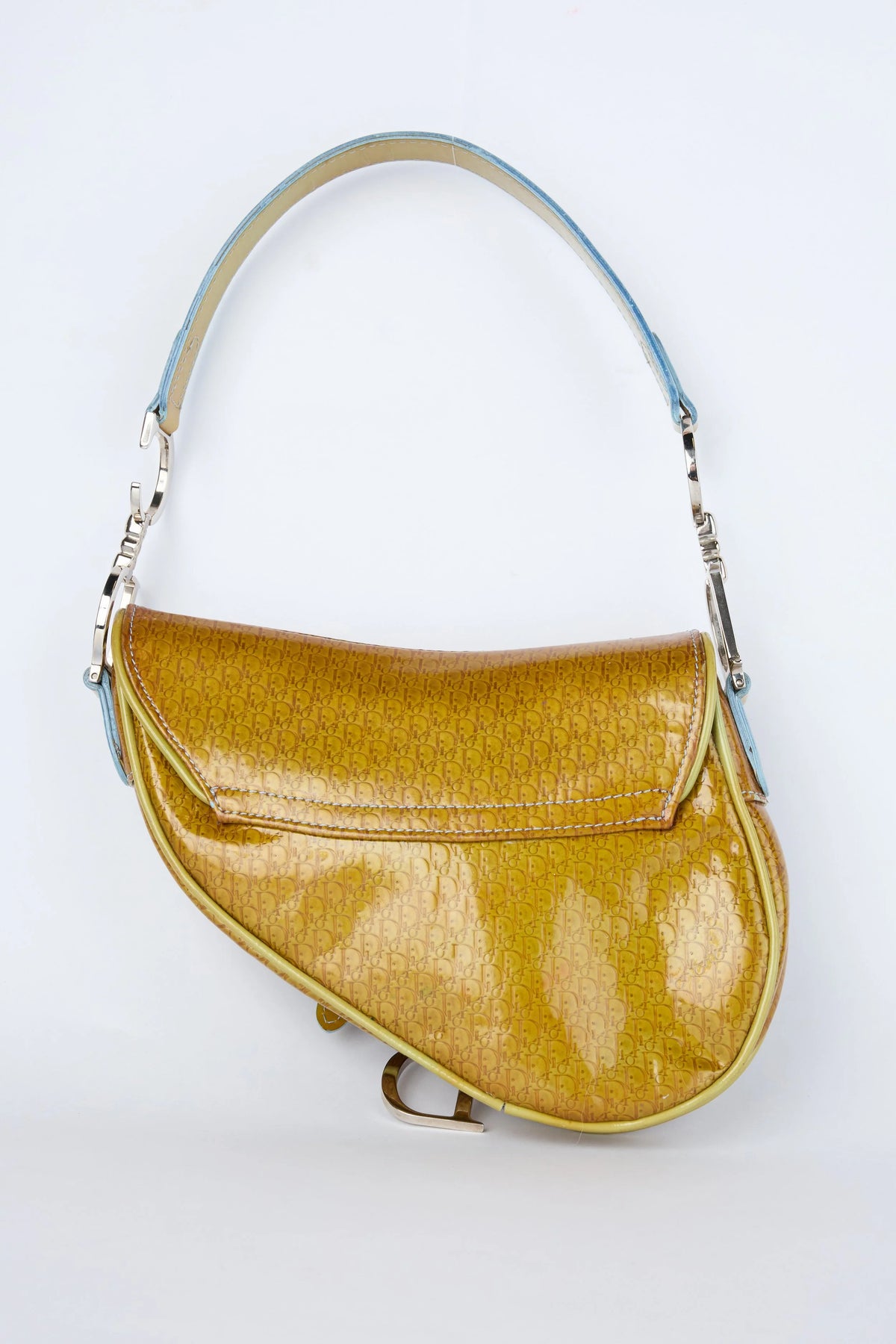 DIOR YELLOW PATENT MINI SADDLE