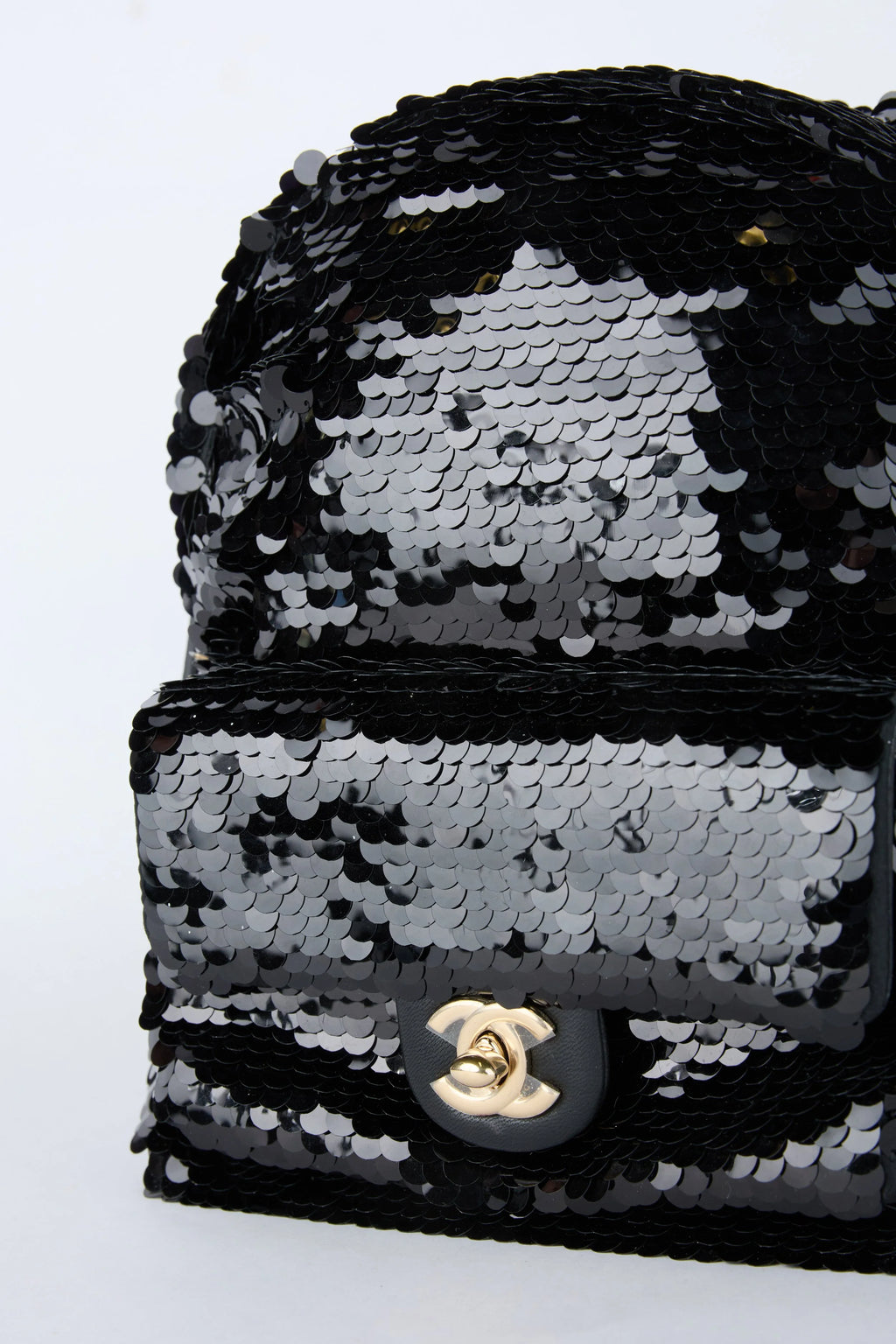 CHANEL BLACK SEQUIN BACKPACK
