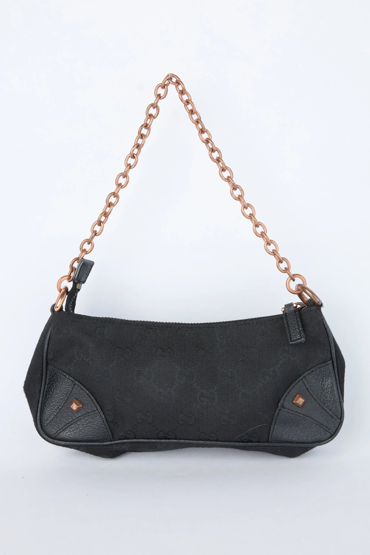 GUCCI BLACK GG NAILHEAD MINI CHAIN POCHETTE