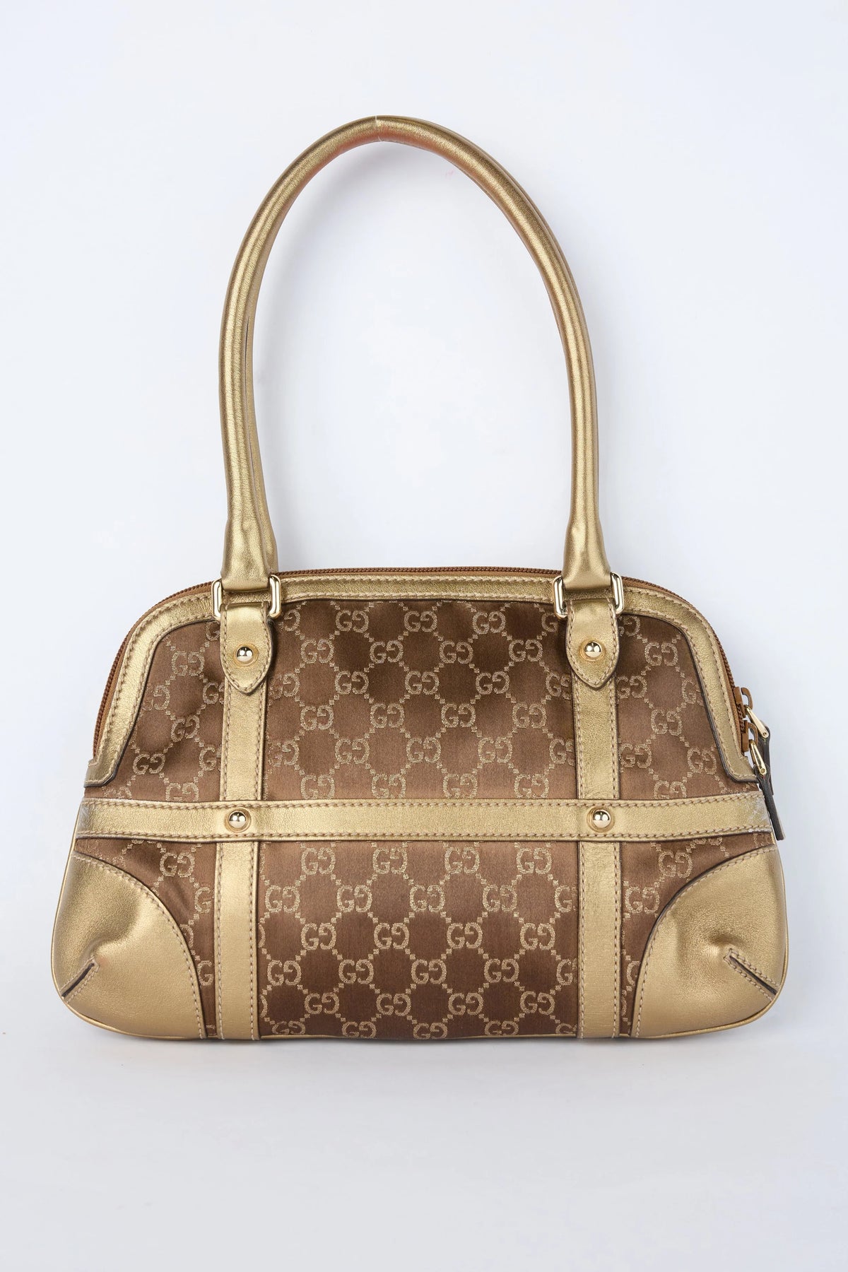 GUCCI REINS GOLD AND BROWN SHOULDER BAG