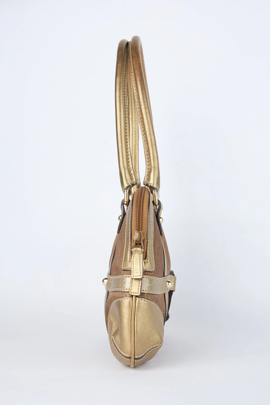 GUCCI REINS GOLD AND BROWN SHOULDER BAG