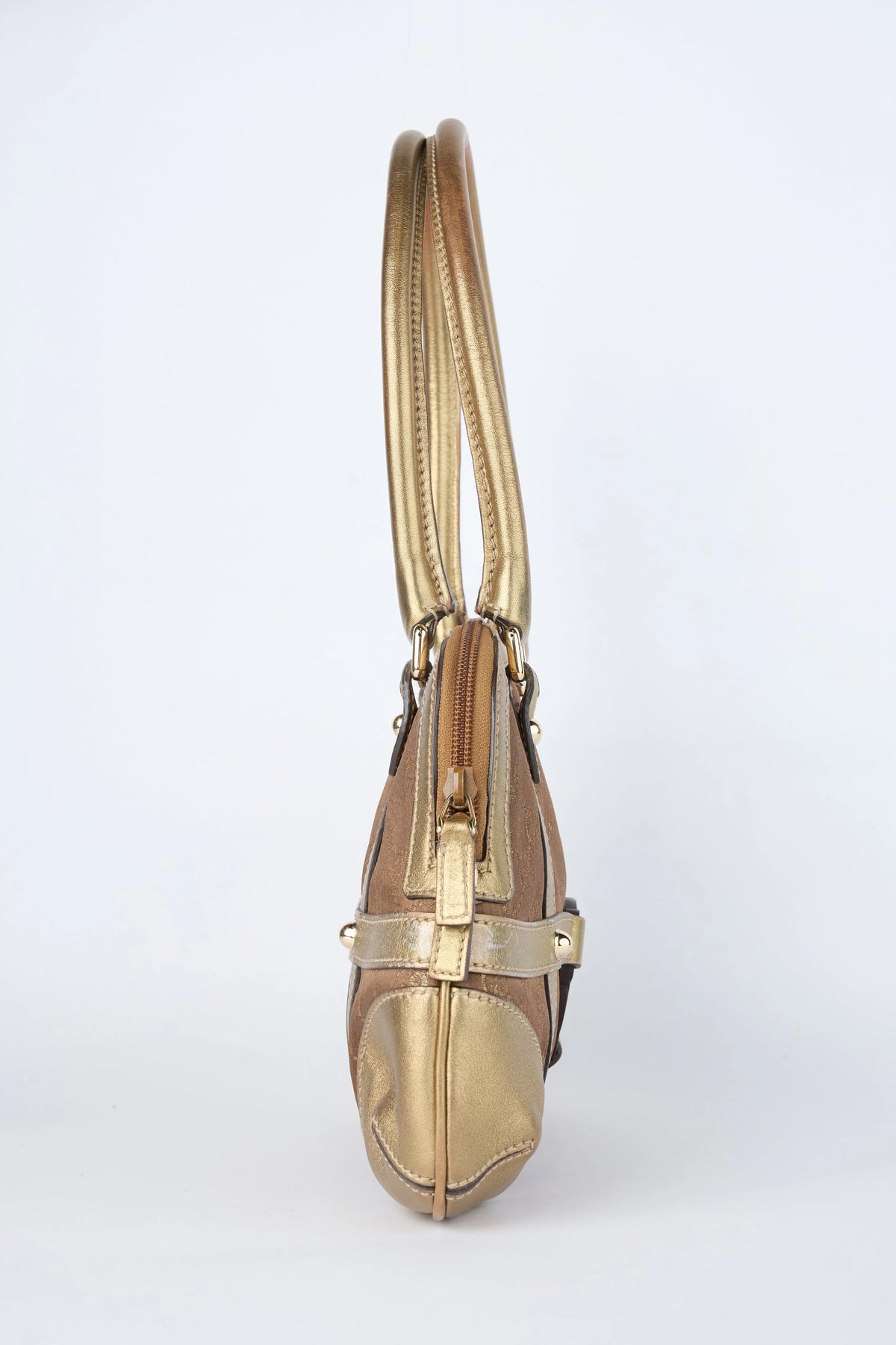 GUCCI REINS GOLD AND BROWN SHOULDER BAG