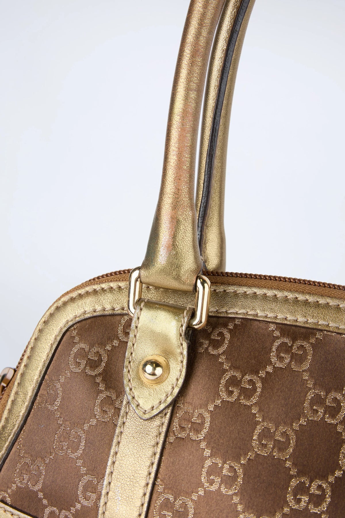 GUCCI REINS GOLD AND BROWN SHOULDER BAG