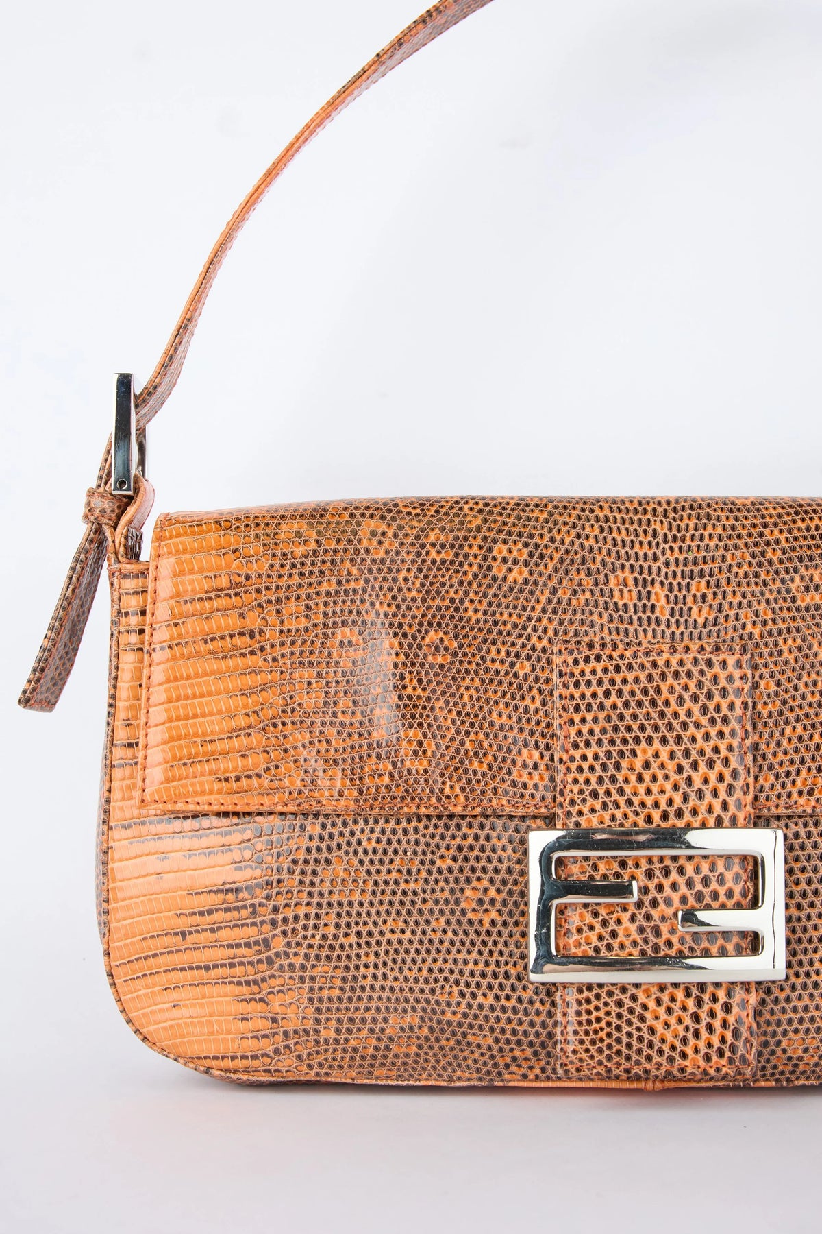 FENDI ORANGE OMBRE LIZARD BAGUETTE