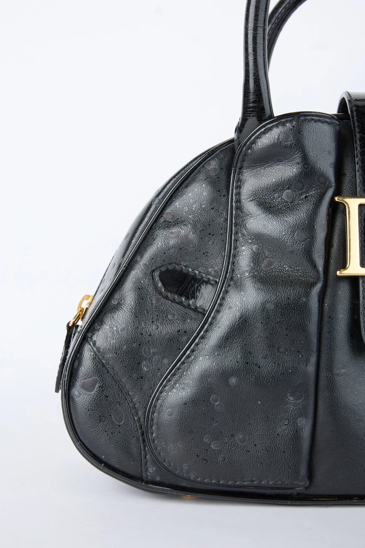 DIOR SPLATTERED BLACK DOUBLE SADDLE BOWLER