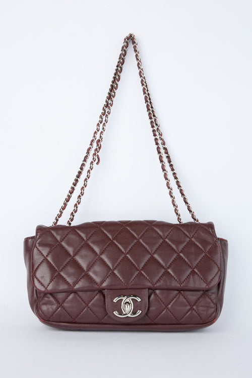 CHANEL "COCO RAIN" BURGUNDY QUILTED FLAP