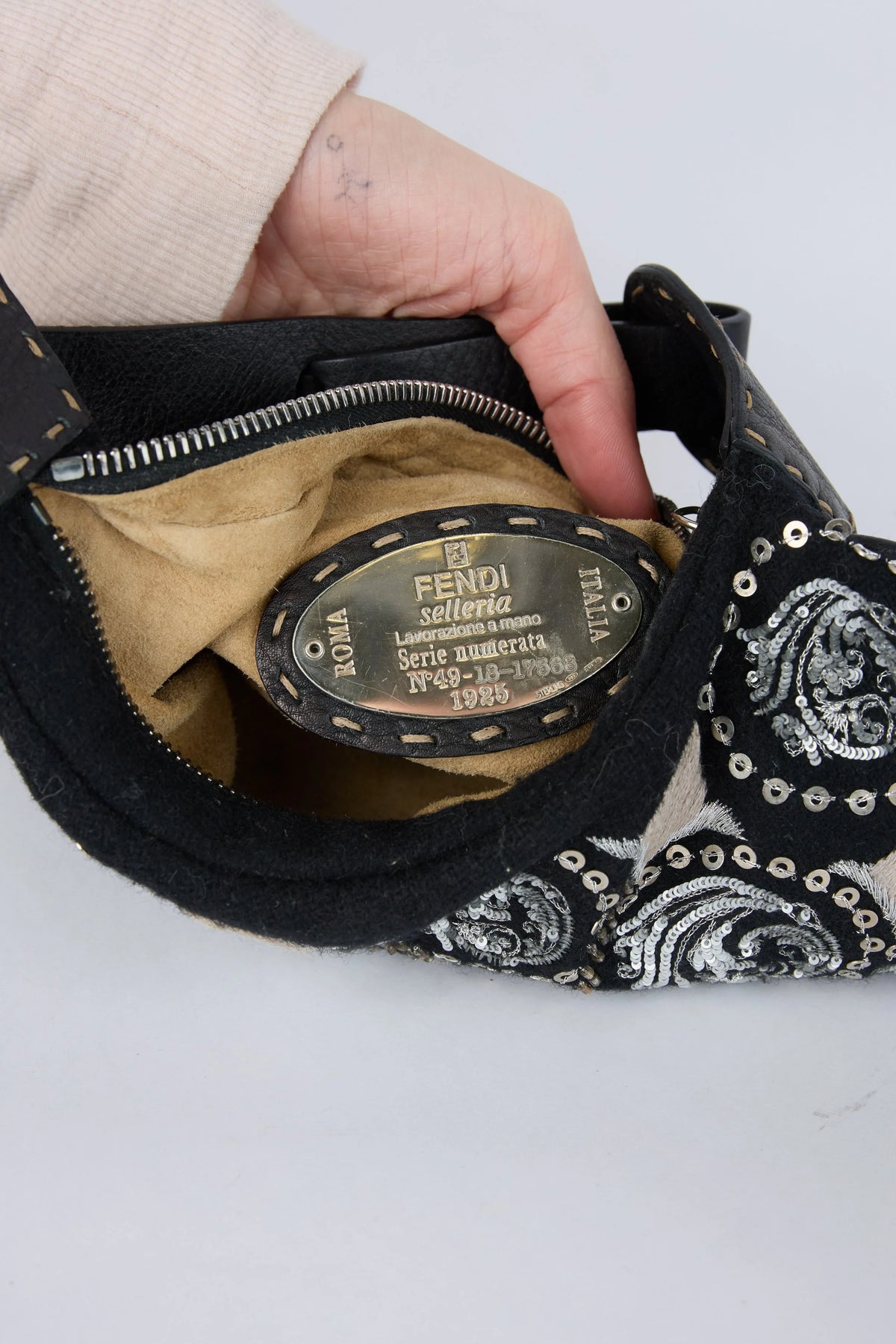 FENDI EMBELLISHED OYSTER BAG