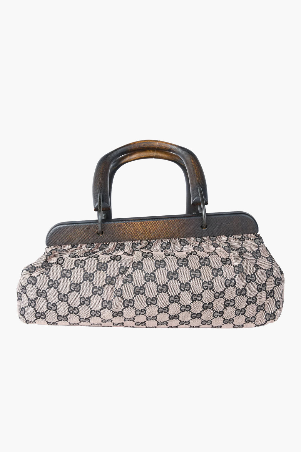 Gucci Beige & Black Wooden Handle Bag