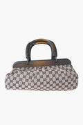 Gucci Beige & Black Wooden Handle Bag