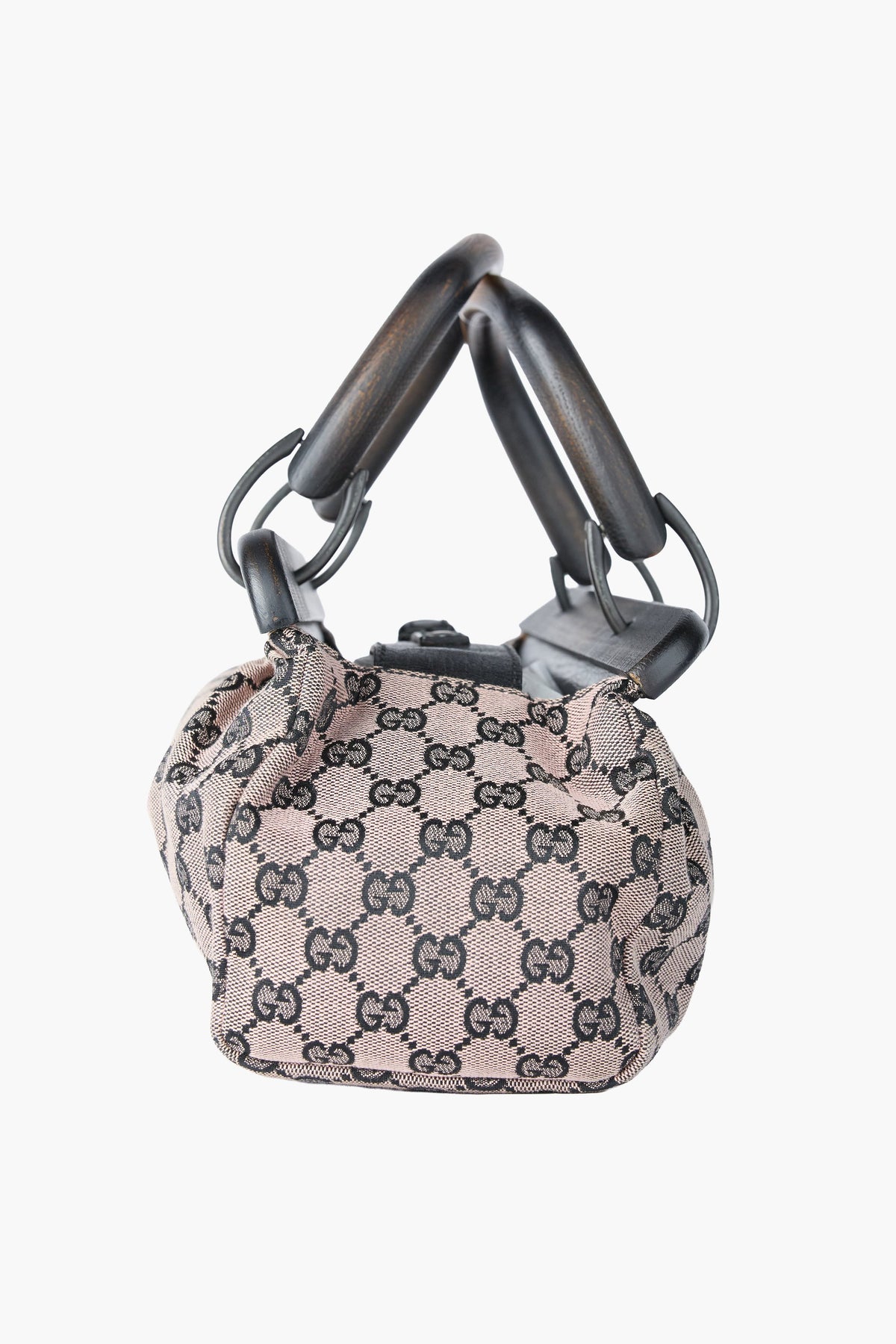 Gucci Beige & Black Wooden Handle Bag