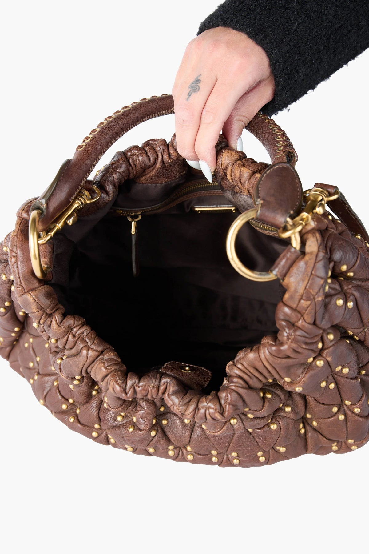 Miu Miu Studded Hobo Bag