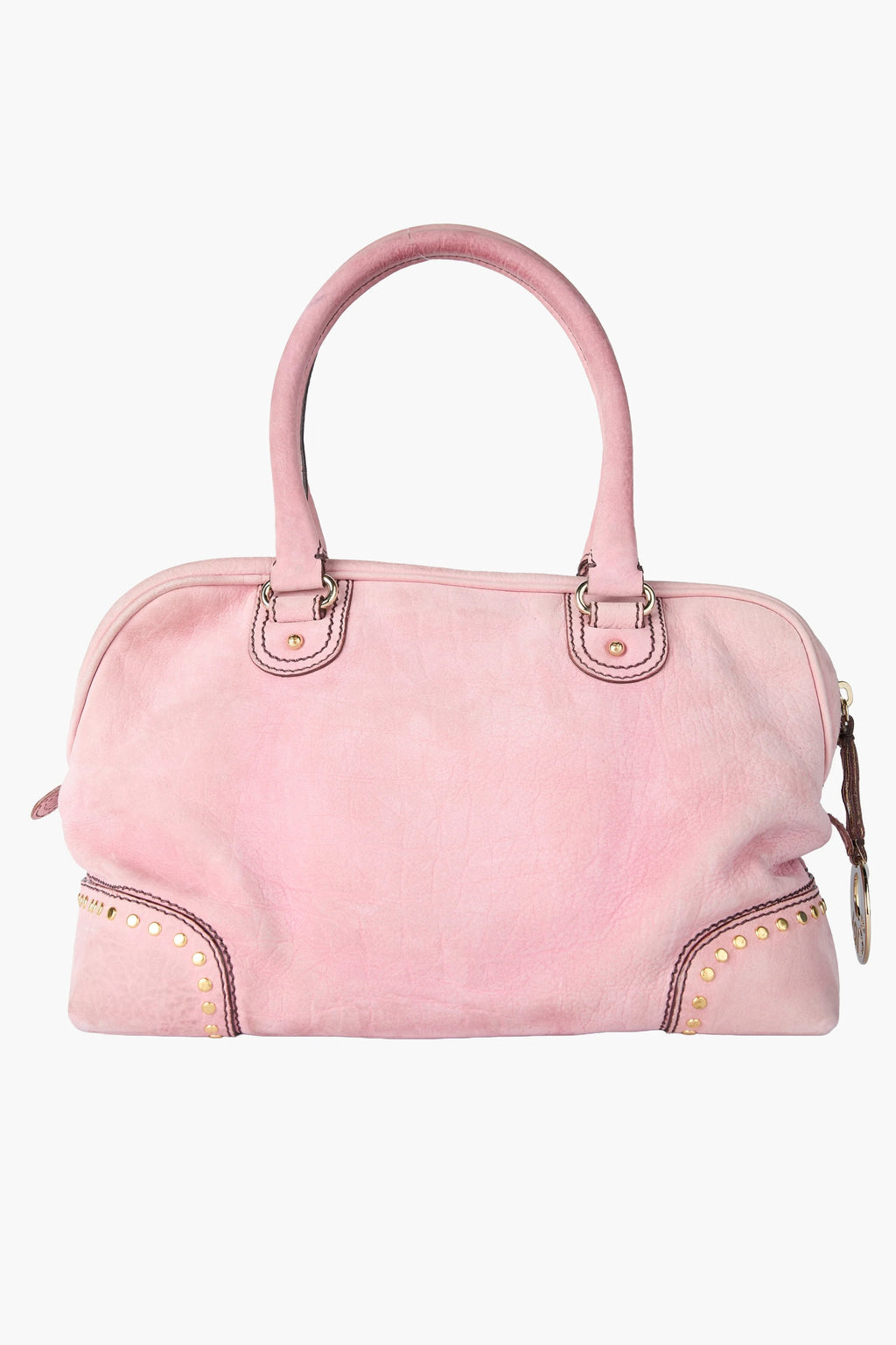 Fendi Pink Suede Studded Leather Bag