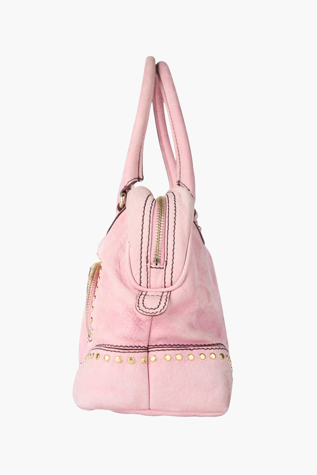 Fendi Pink Suede Studded Leather Bag