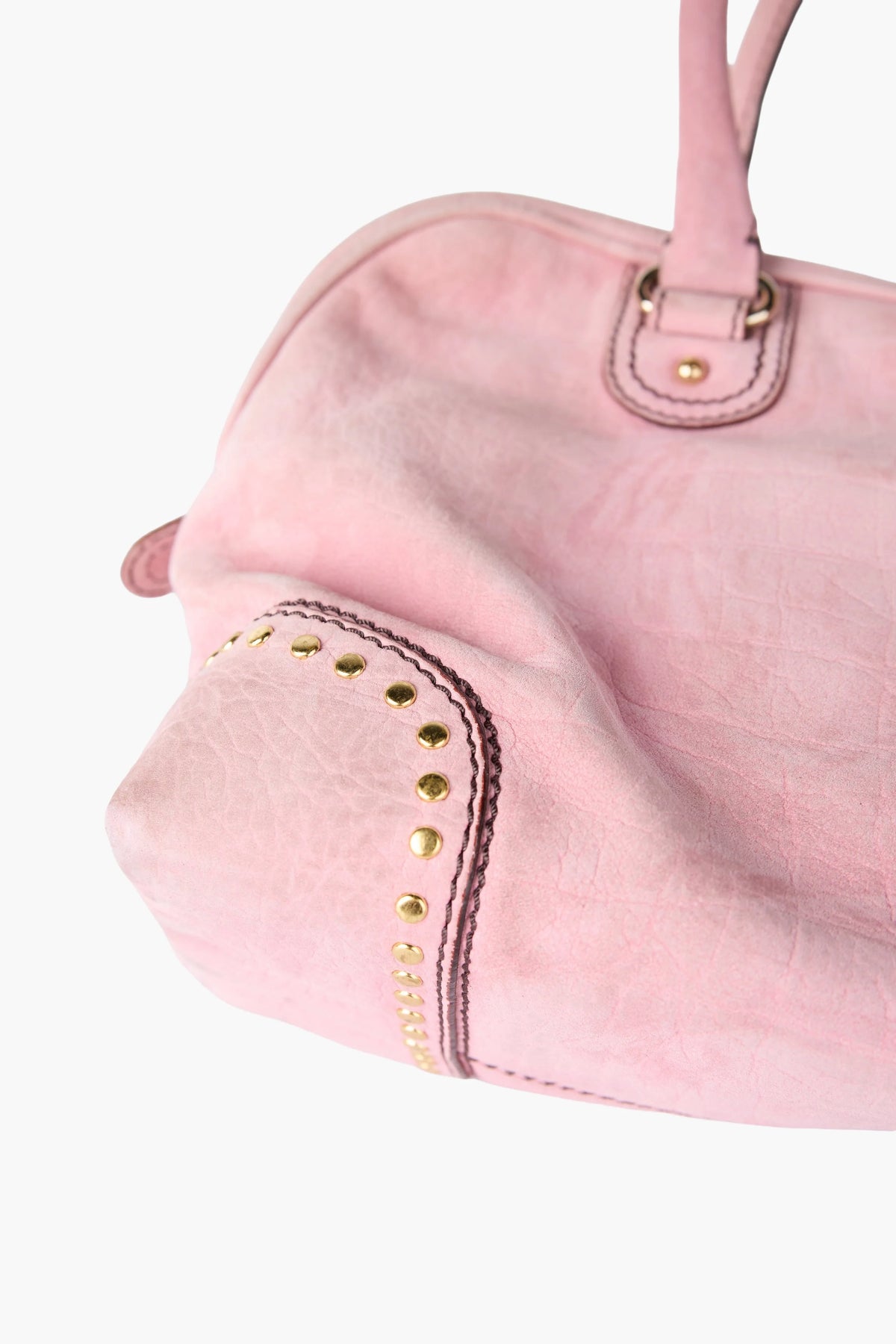 Fendi Pink Suede Studded Leather Bag