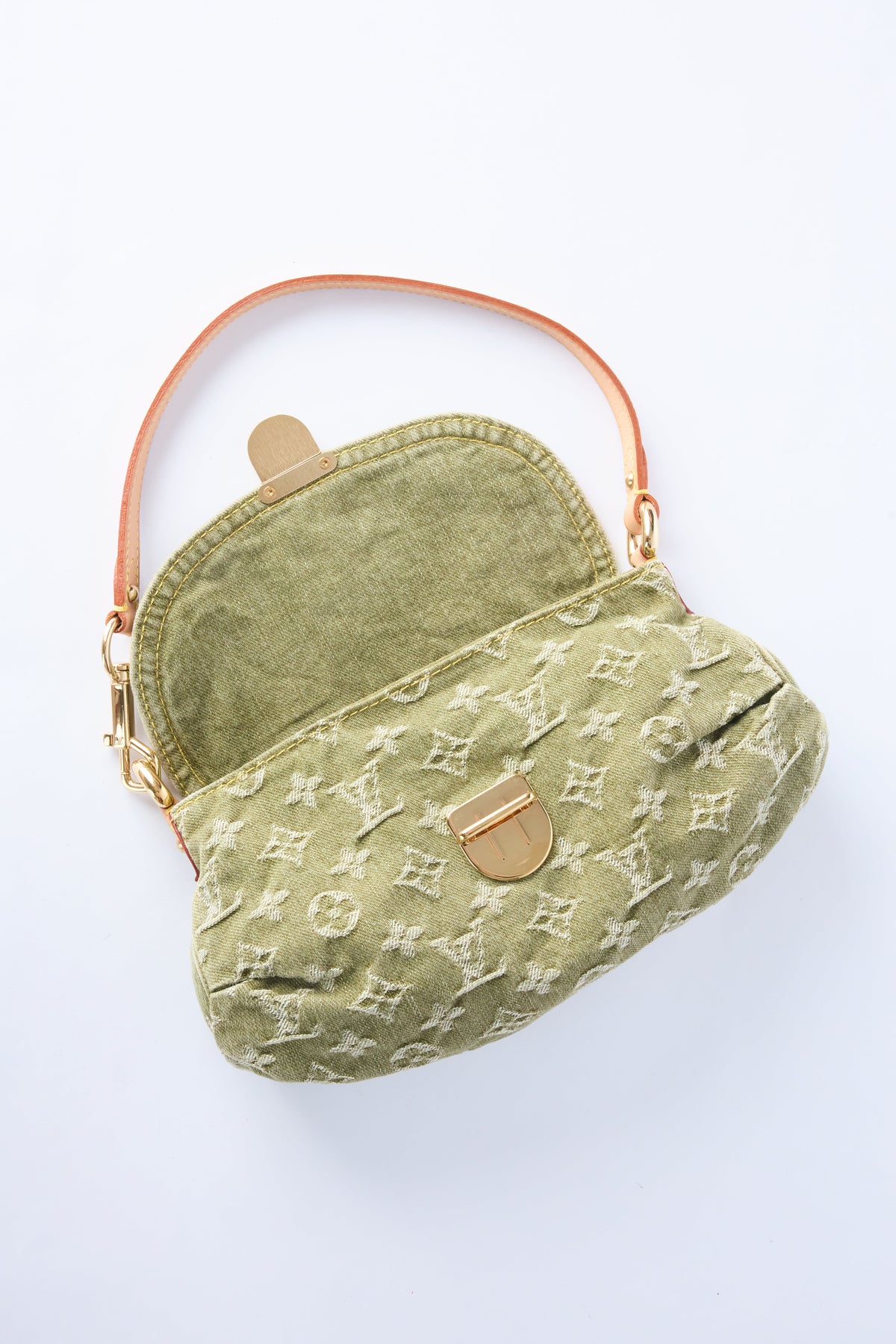 LOUIS VUITTON LICHEN GREEN DENIM PLEATY