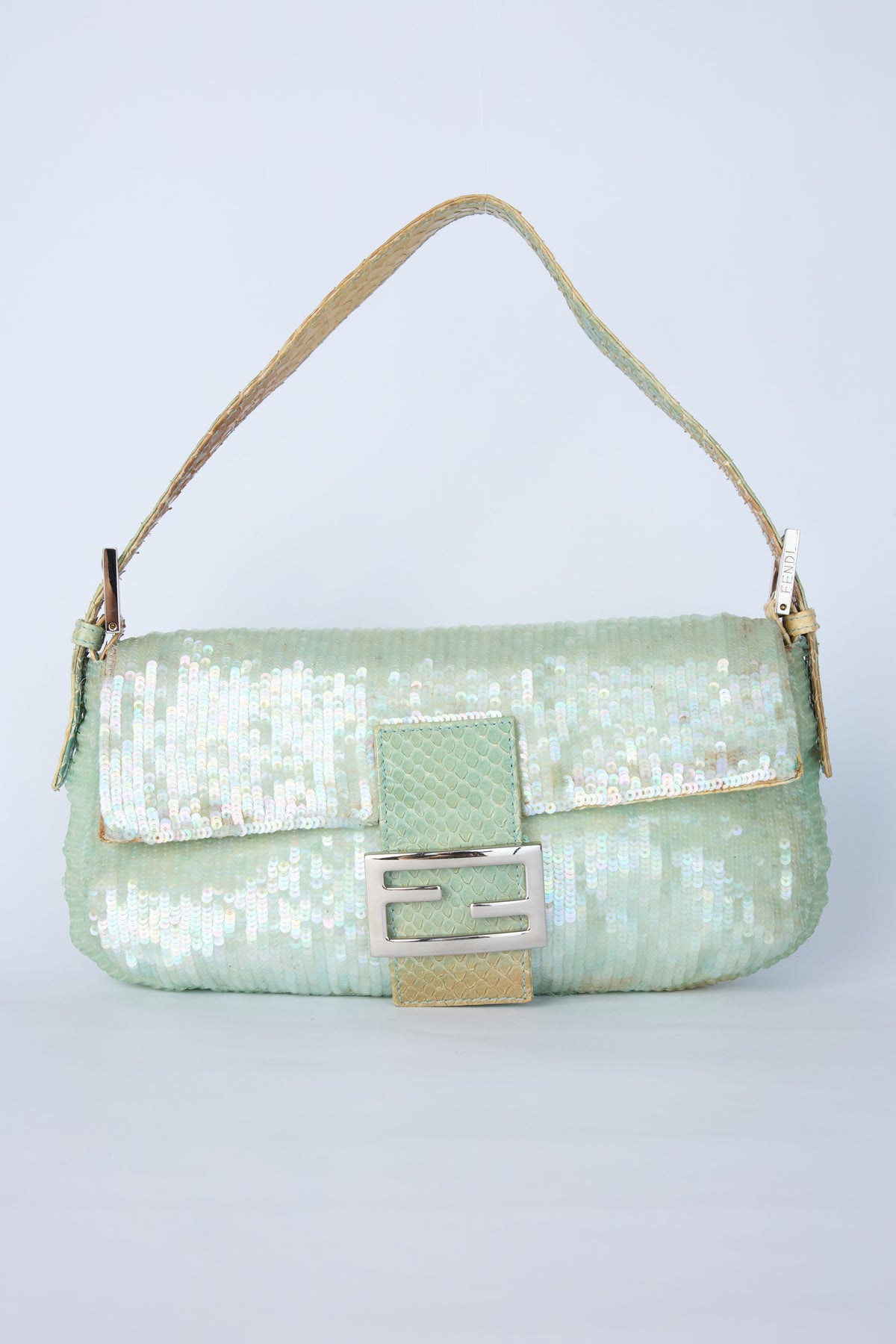 FENDI TEAL SEQUIN BAGUETTE