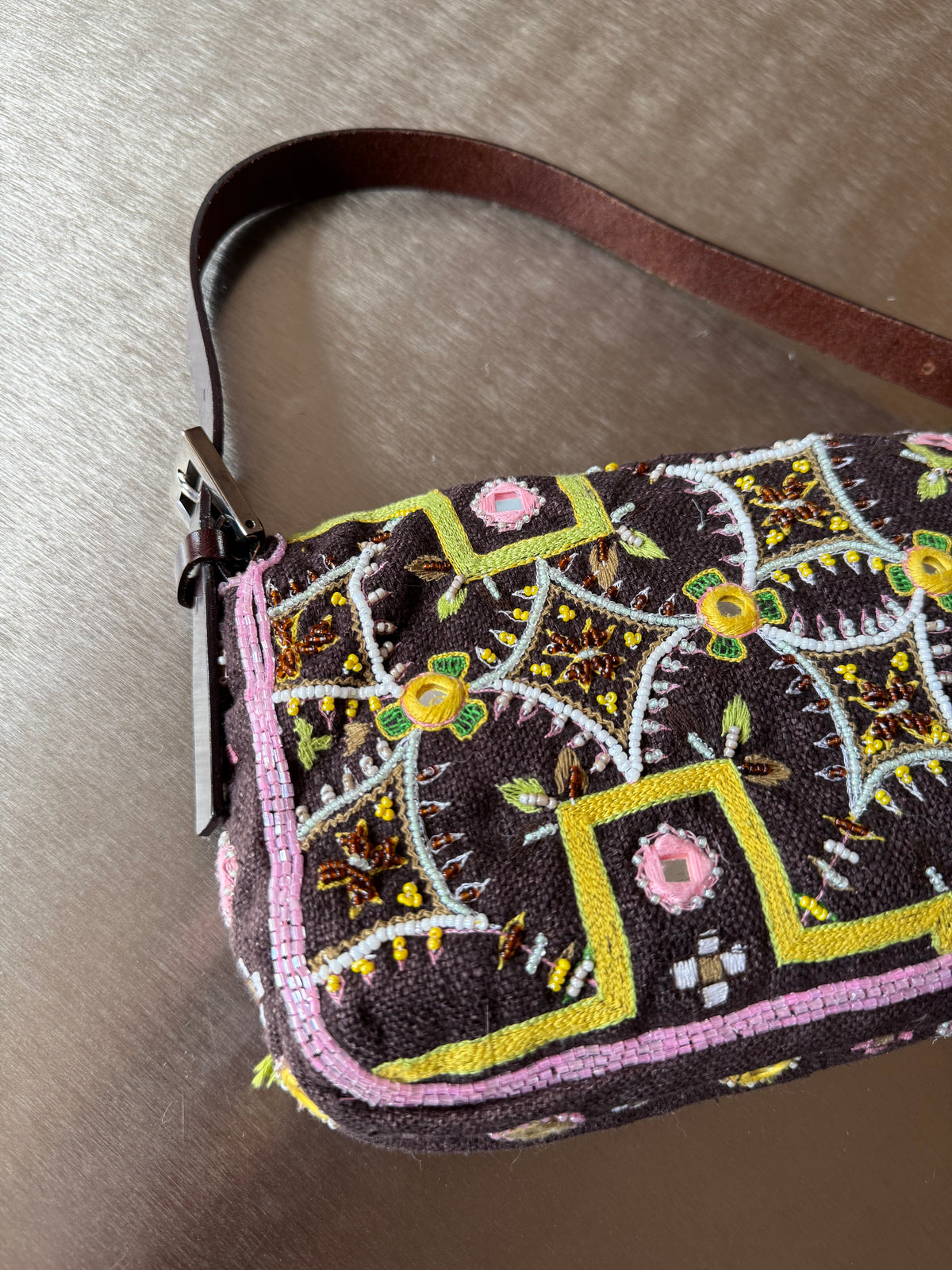 FENDI FRINGE EMBELLISHED BAGUETTE